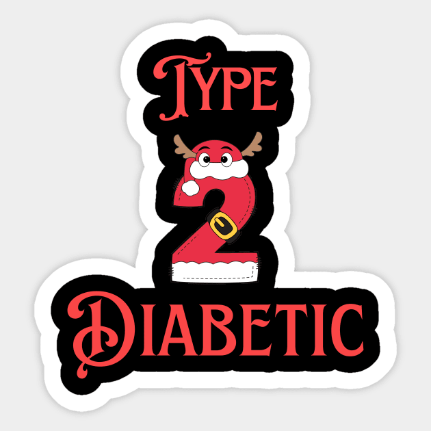 Diabetes Christmas Reindeer l Type 2 Diabetic Sticker by Diabeticsy